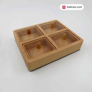 باکس پذیرایی چوبی درب دار چهار خانه مربعی چوب راش