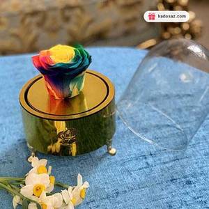 باکس گل رز جاودان با پایه دایره ای