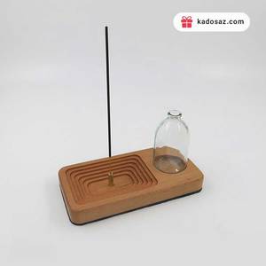 جاعودی چوبی عمودی با گلدان شیشه ای دکوری