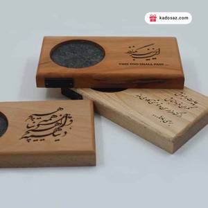 زیر لیوانی طرح دار چوبی مستطیلی جنس چوب راش