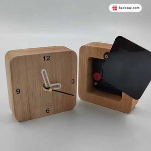 ساعت رومیزی چوبی مربعی جنس چوب راش