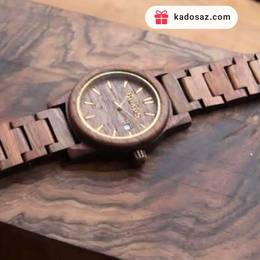 ساعت مچی چوبی مدل ایسر با نشان طلایی