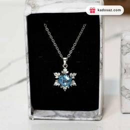 گردنبند دانه برف نگین آبی