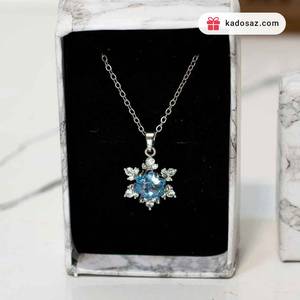 گردنبند دانه برف نگین آبی