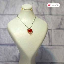 گردنبند قلب آب نباتی با زنجیر استیل