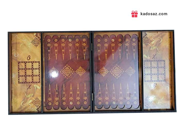 بازی 6 کاره چوبی- ( تخته، شطرنج ، دوز، مارو پله ، منچ و چکرز)
