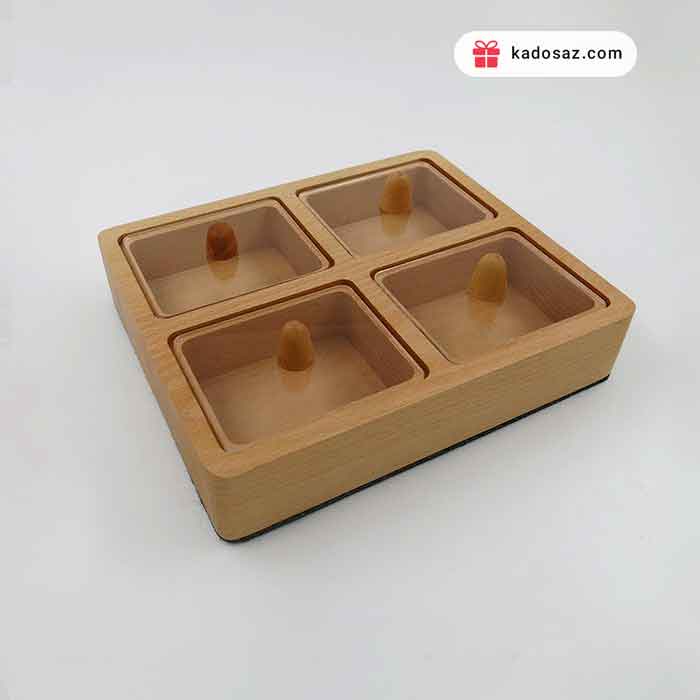 باکس پذیرایی چوبی درب دار چهار خانه مربعی چوب راش
