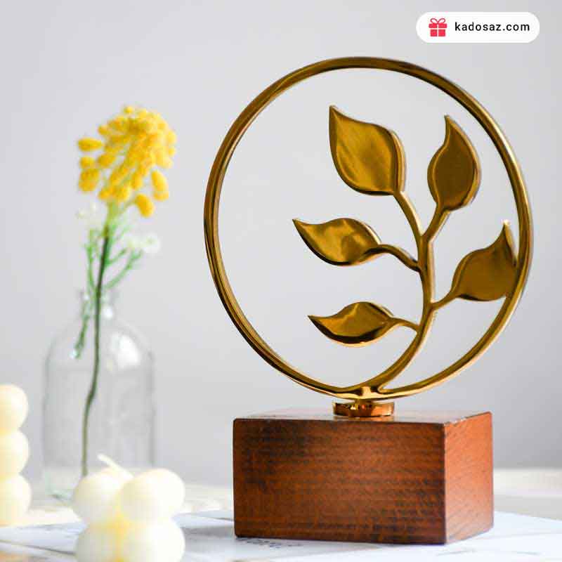 تندیس فلزی با پایه چوبی طرح رشد