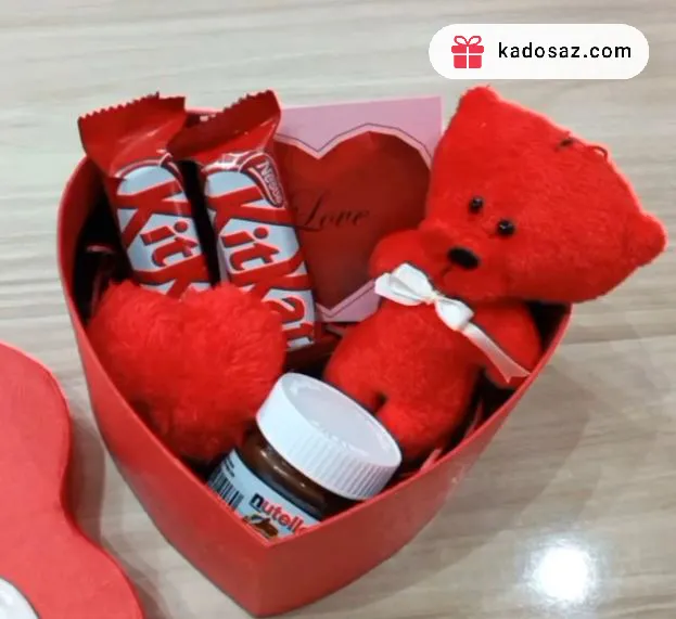 پکیج ولنتاین خرس قرمز و شکلات نوتلا