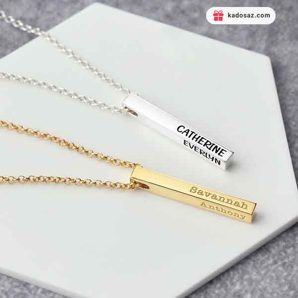 گردنبند مکعب عشق با حک دلخواه